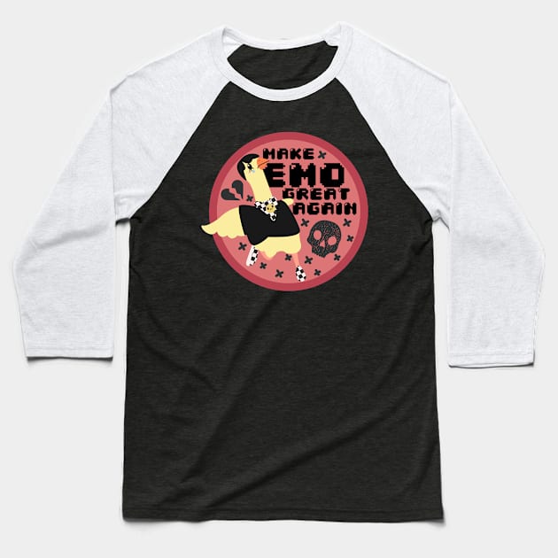 Make Emo Great Again Badge Baseball T-Shirt by rachelaranha